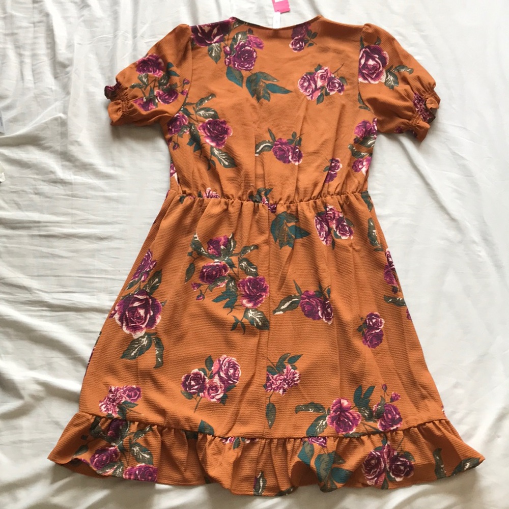 Xhilaration Burnt Orange Floral Dress - Picture 7 of 7